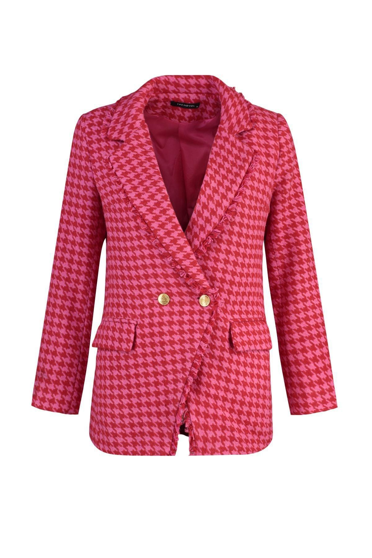 Trendyol - Pink Fitted Cache-Coeur Blazer