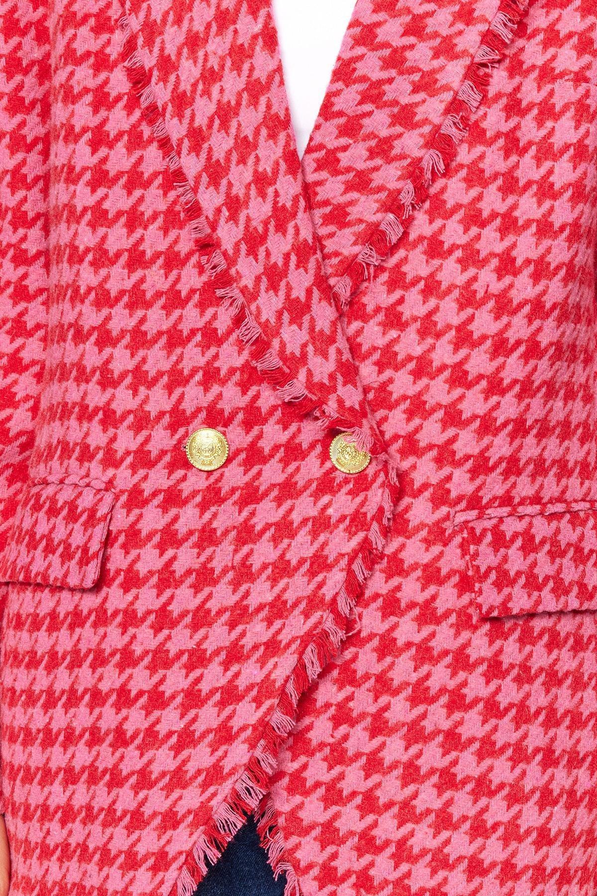 Pink Fitted Cache-Coeur Blazer, , large image number 5