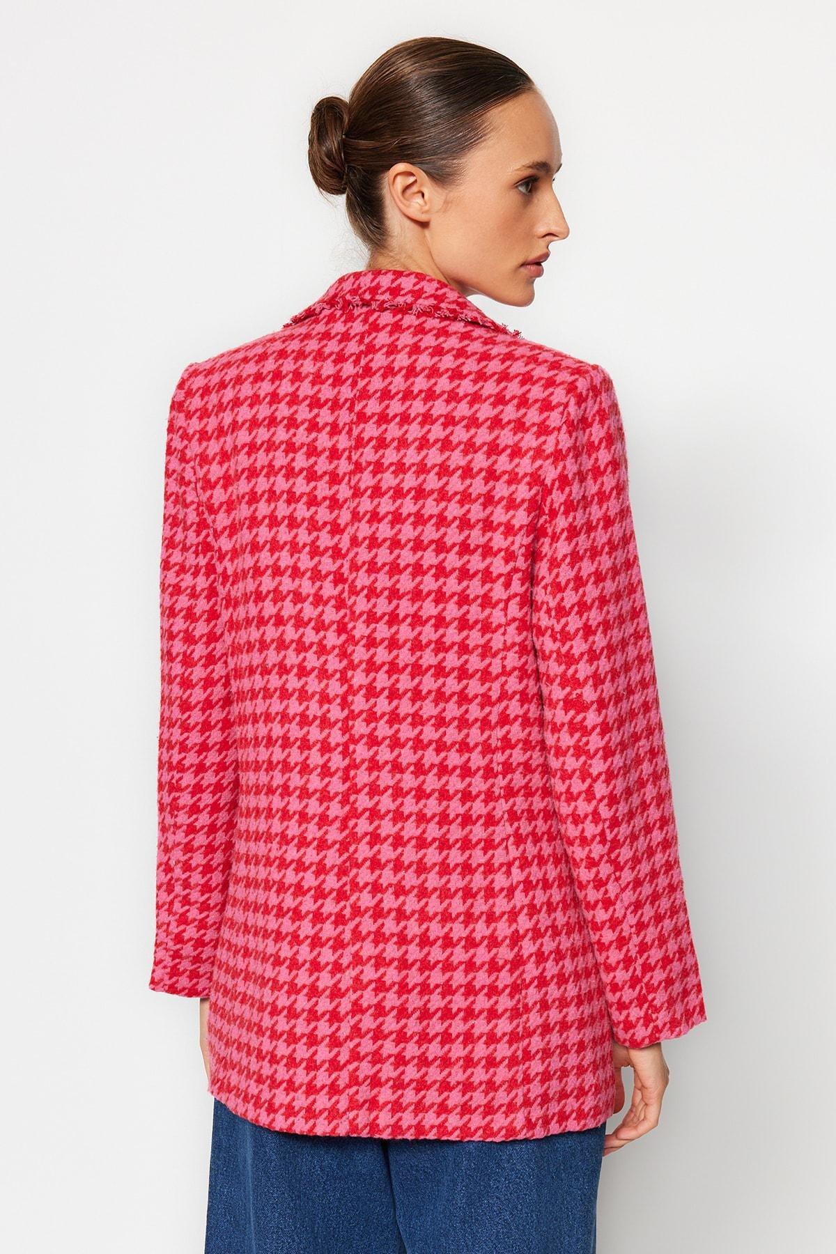 Pink Fitted Cache-Coeur Blazer, , large image number 6