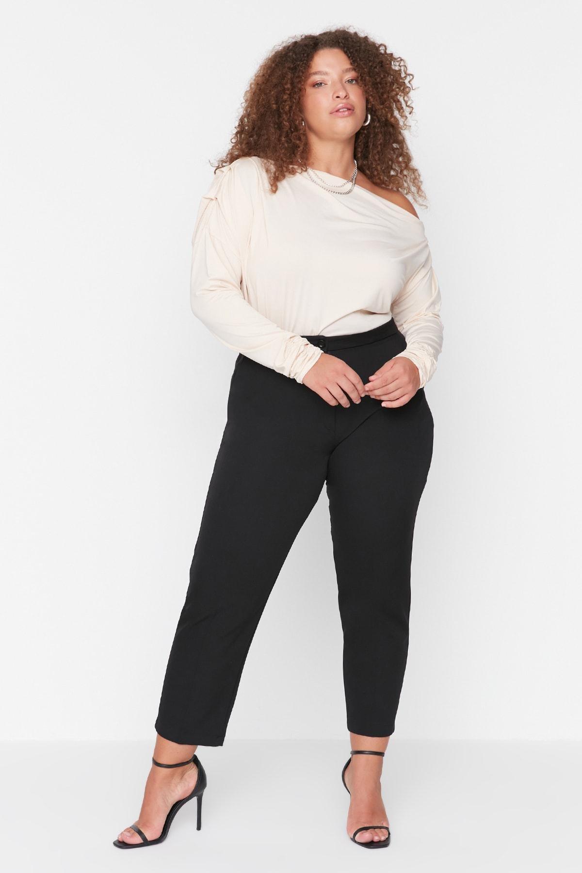 Black Bootcut Plus Size Pants, , large image number 0