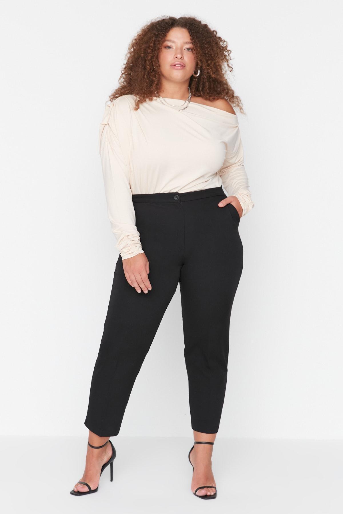 Black Bootcut Plus Size Pants, , large image number 1