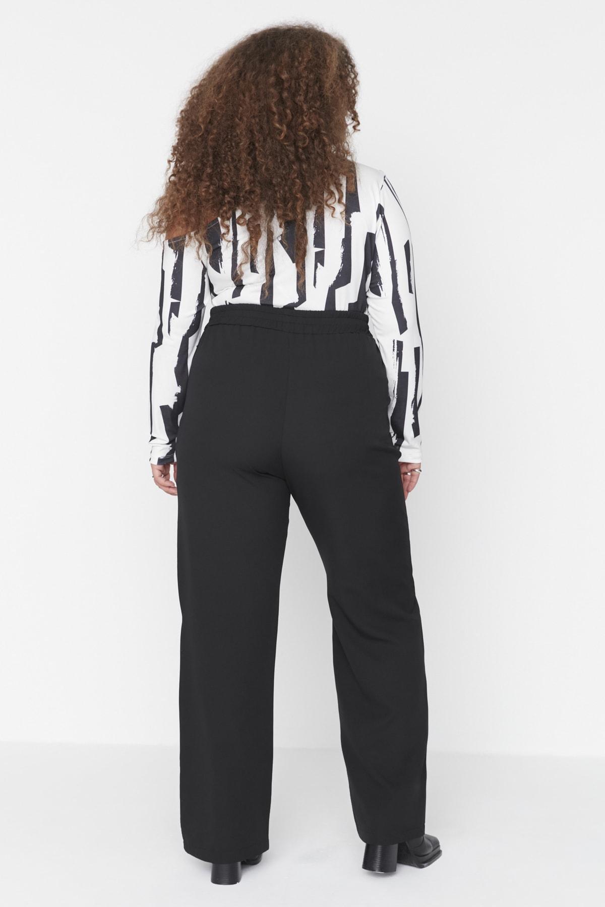 Black Wide Leg Plus Size Pants, , large image number 2