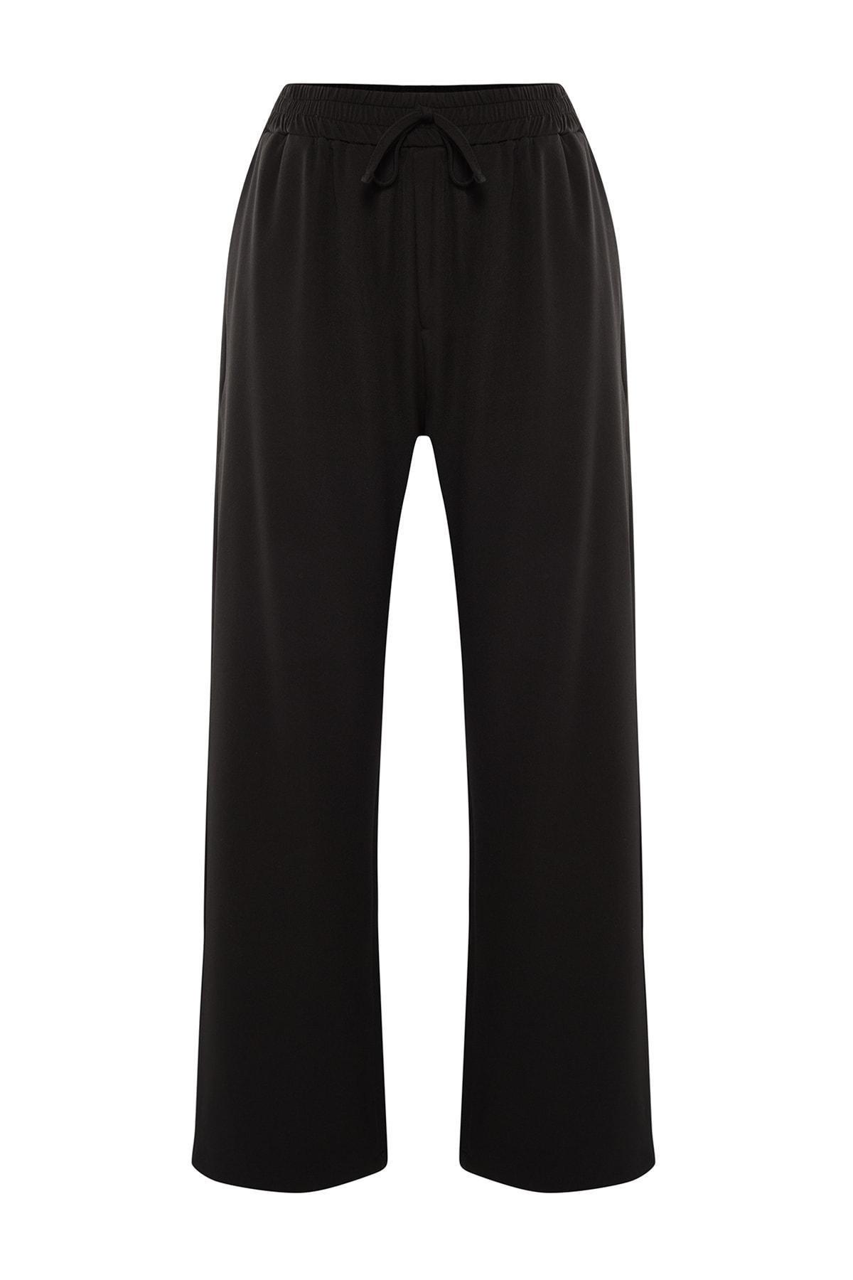 Black Wide Leg Plus Size Pants, , large image number 5