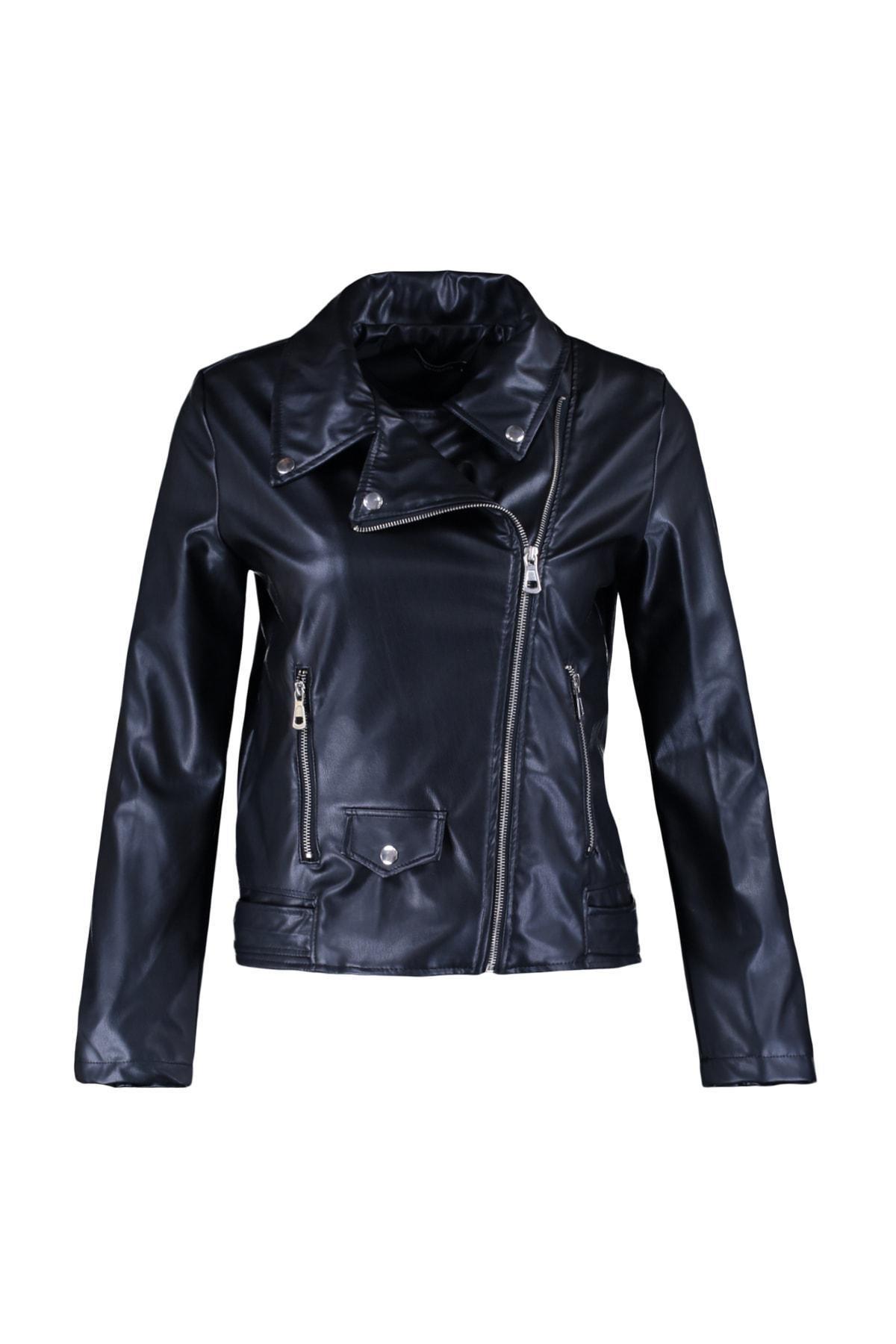 Black Fitted Biker Jacket, , large image number 5