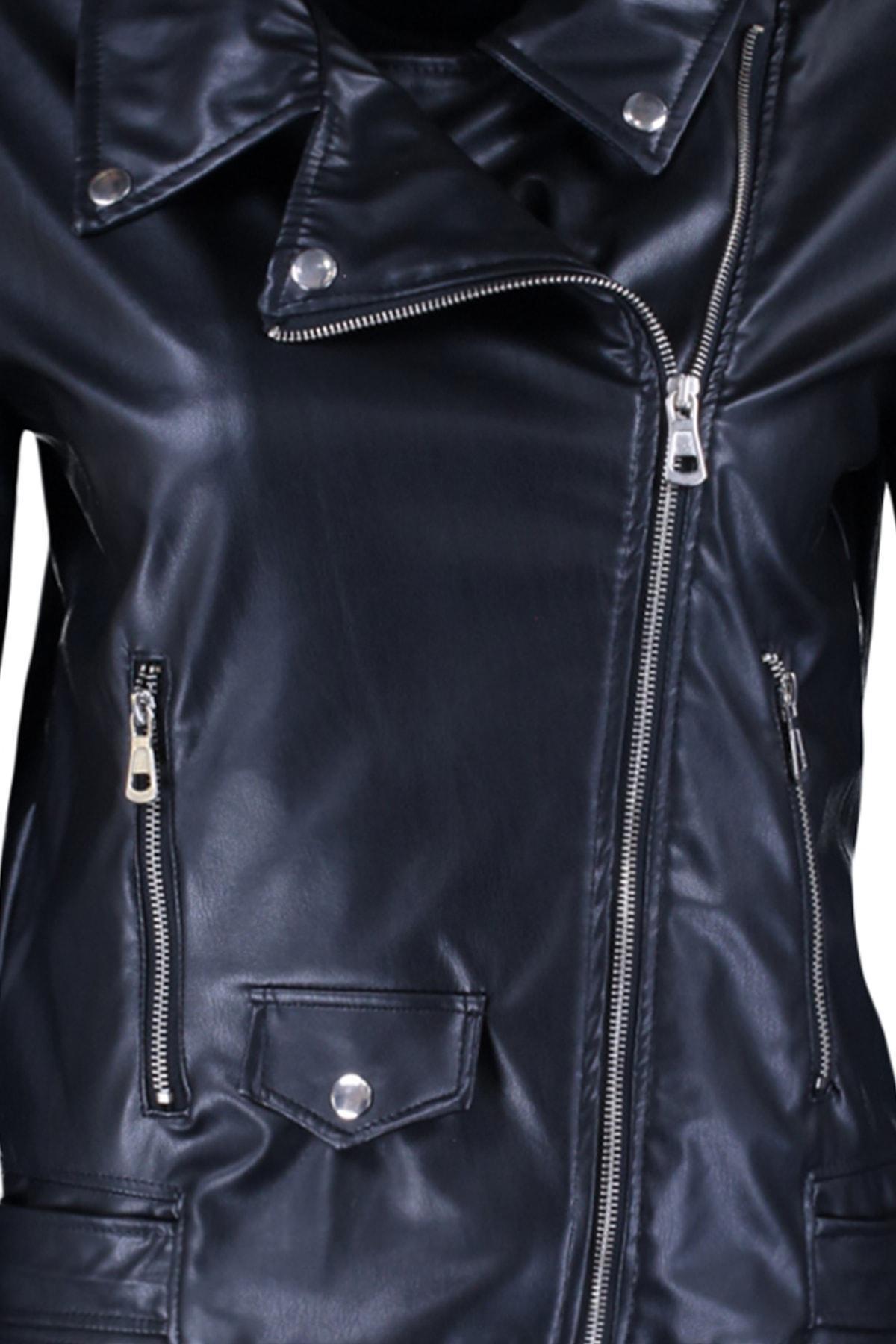Black Fitted Biker Jacket, , large image number 6