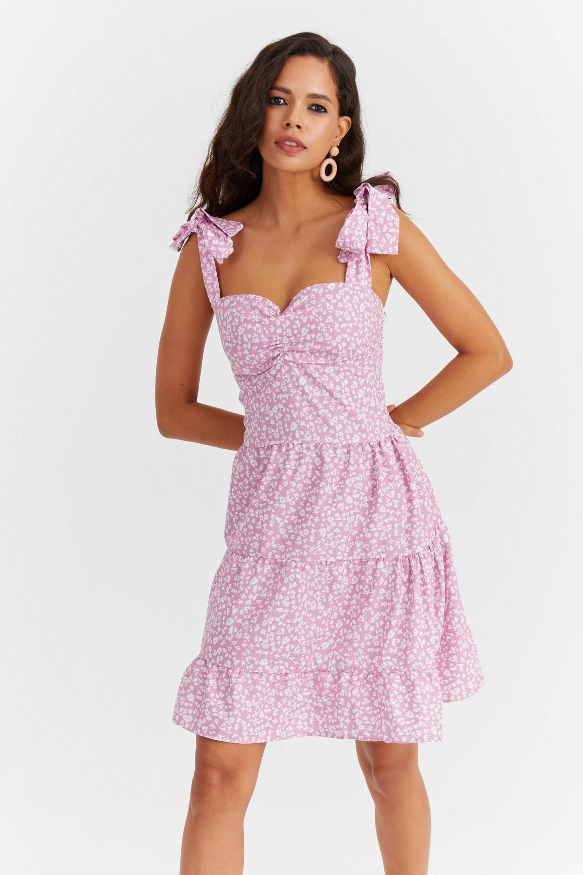 Pink Sweetheart Neck Dress, , large image number 0