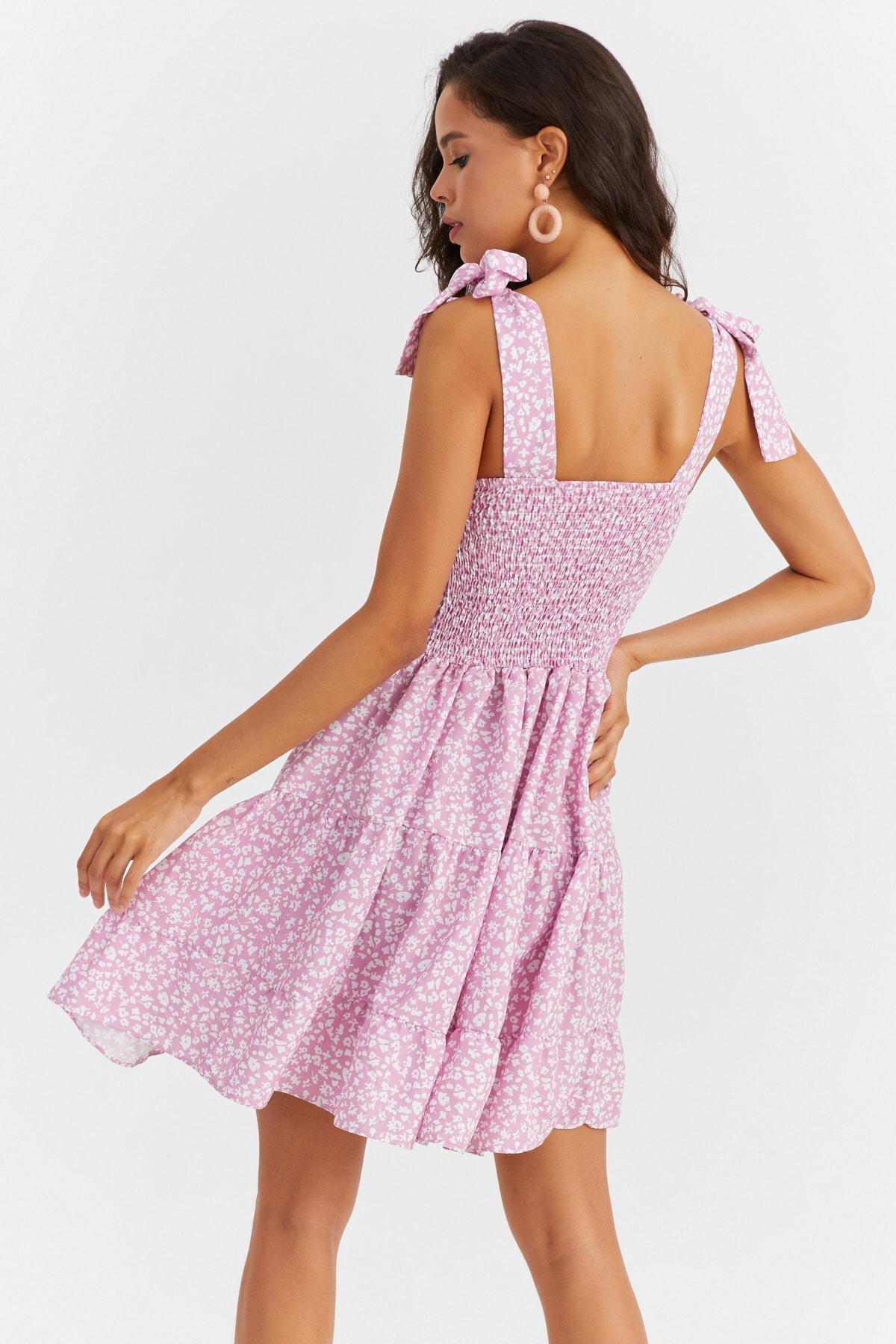 Pink Sweetheart Neck Dress, , large image number 2