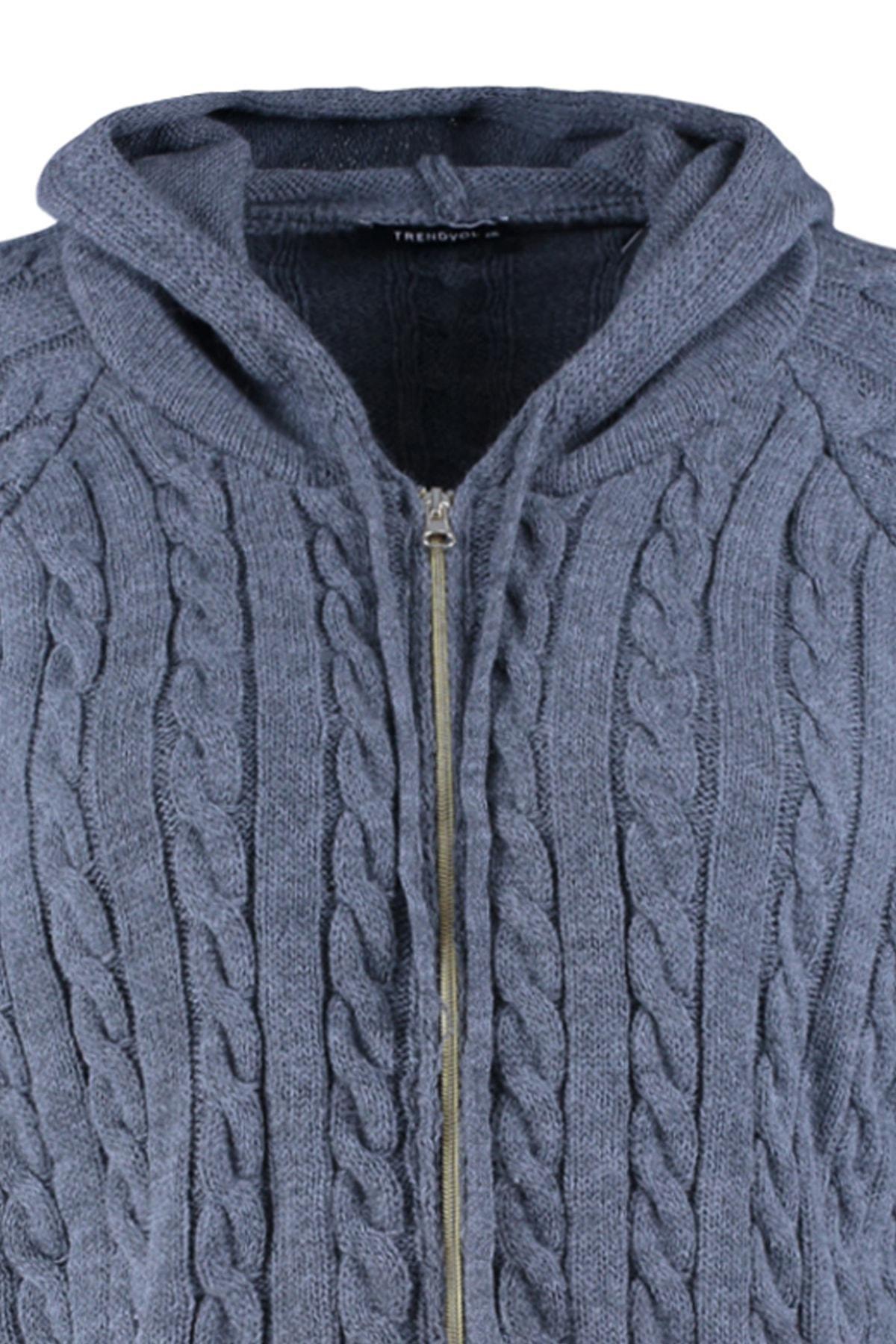 Gray Oversize Hooded Plus Size Cardigan, , large image number 7