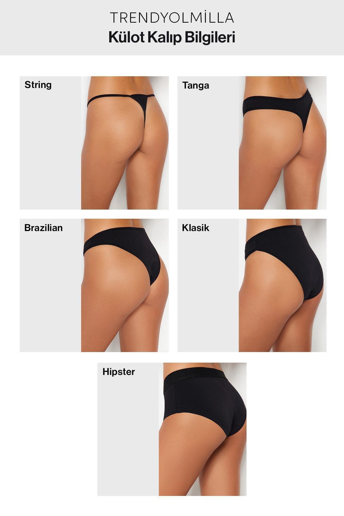 Trendyol - Black Plain Thong Briefs, Set Of 2 <br>