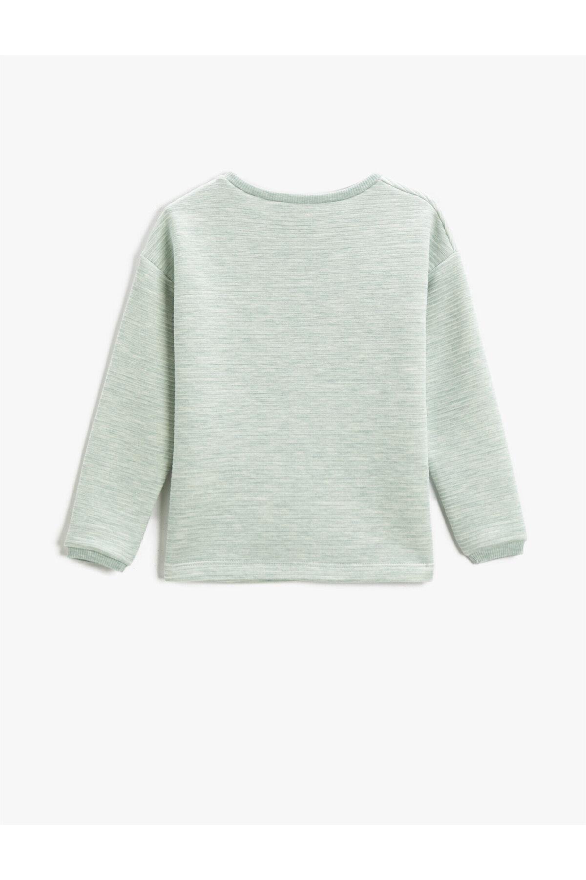 Koton - Green Crew Neck Printed Sweatshirt, Kids Girls