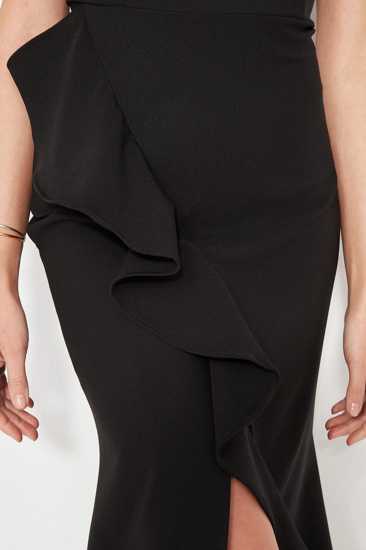 Black Halter Neck Wrap over Dress, , large image number 8