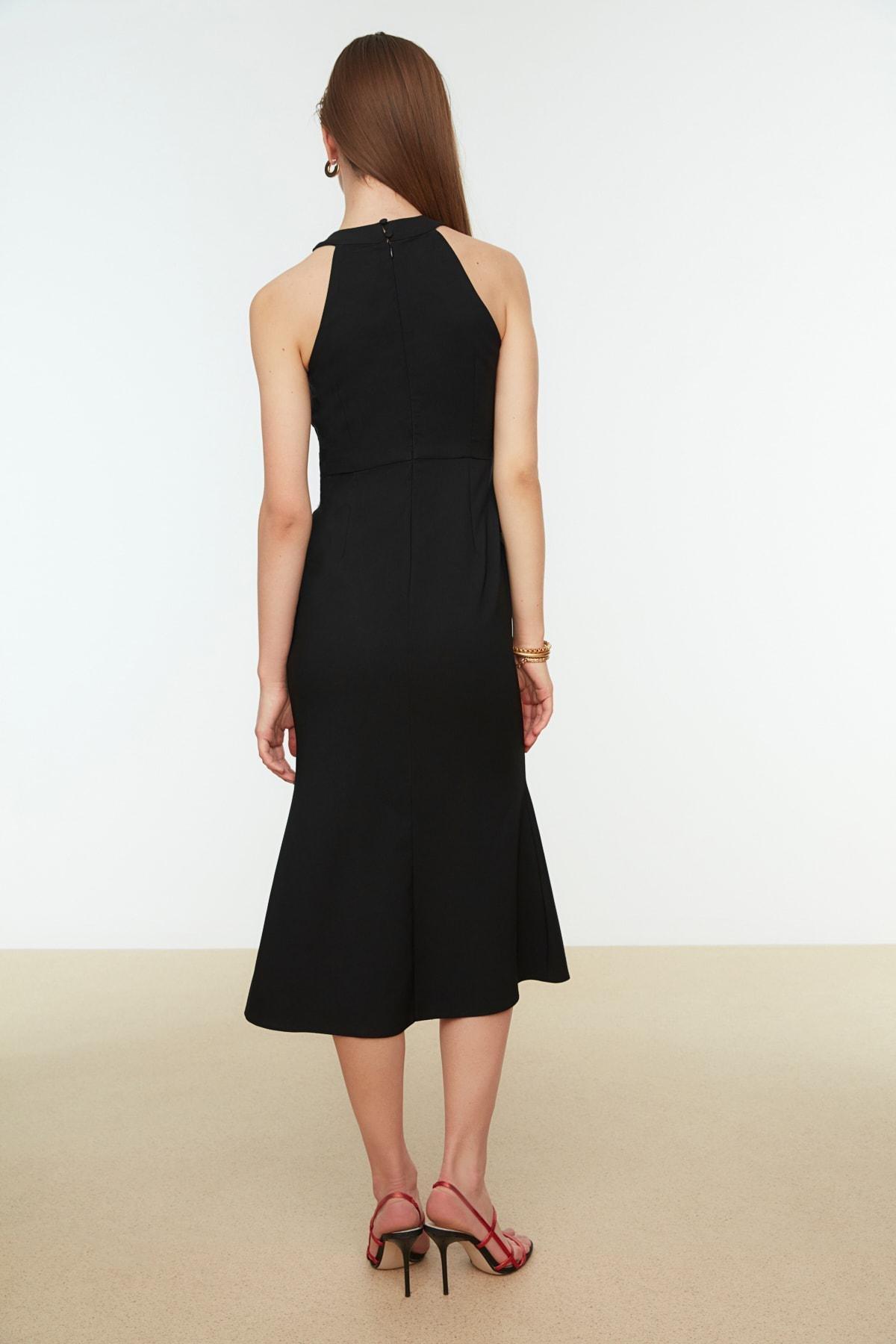 Black Halter Neck Wrap over Dress, , large image number 9