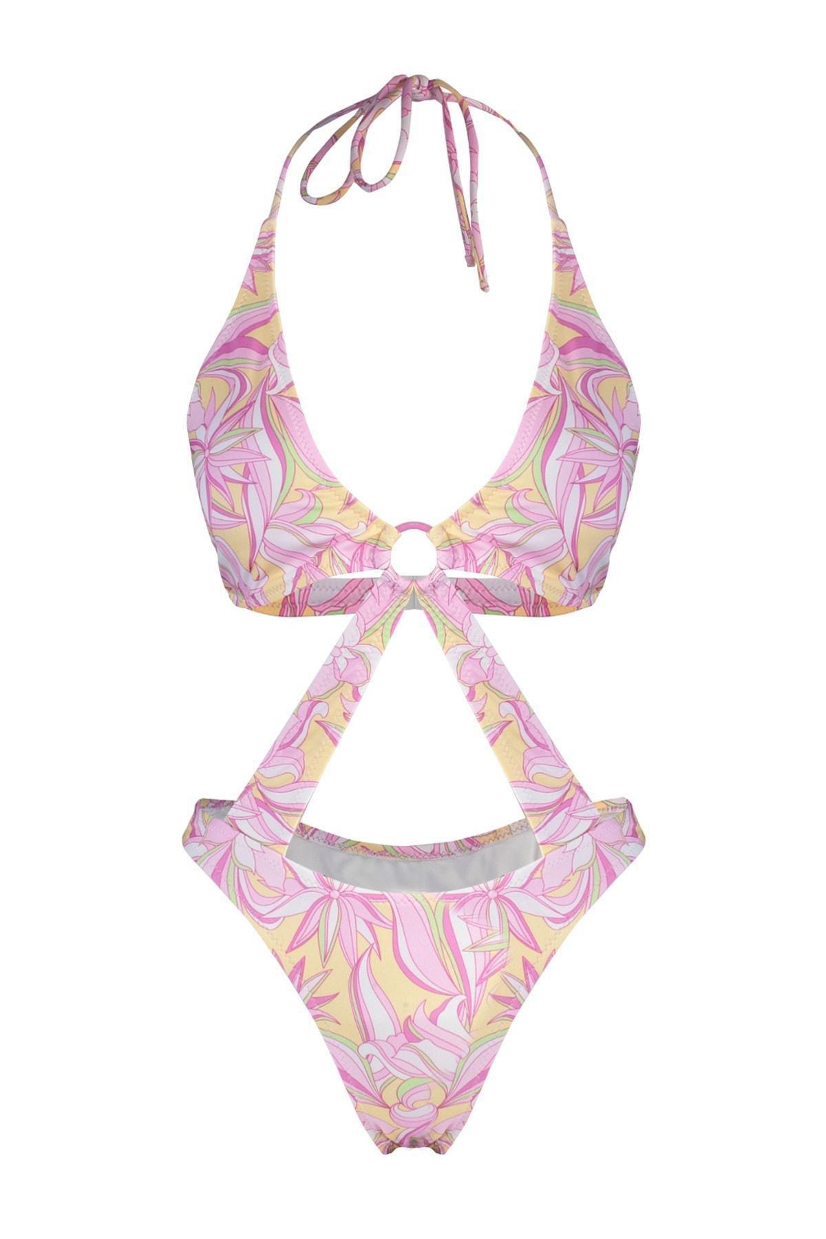 Trendyol - Multicolour Floral Ring Accessory Swimsuit