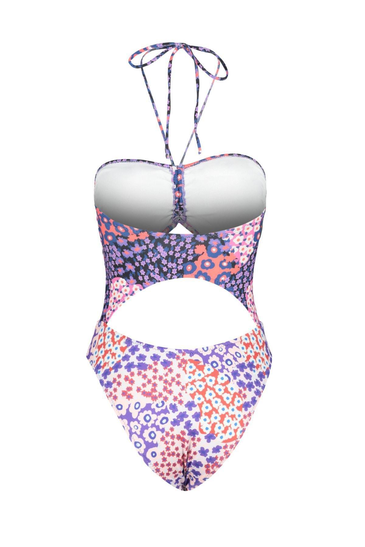 Floral Patterned Cut Out Detailed Swimsuit, , large image number 8