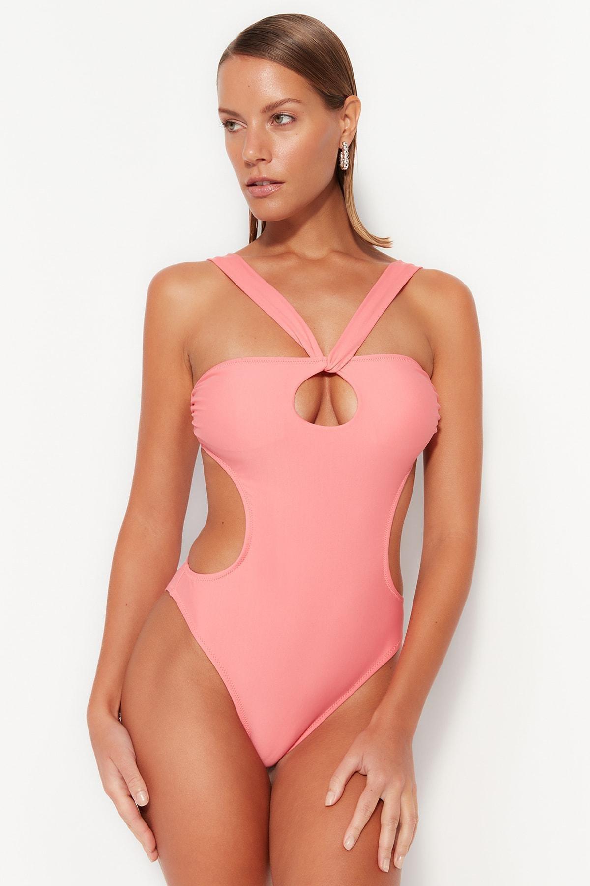 Trendyol - Pink Cut Out Detailed Swimsuit