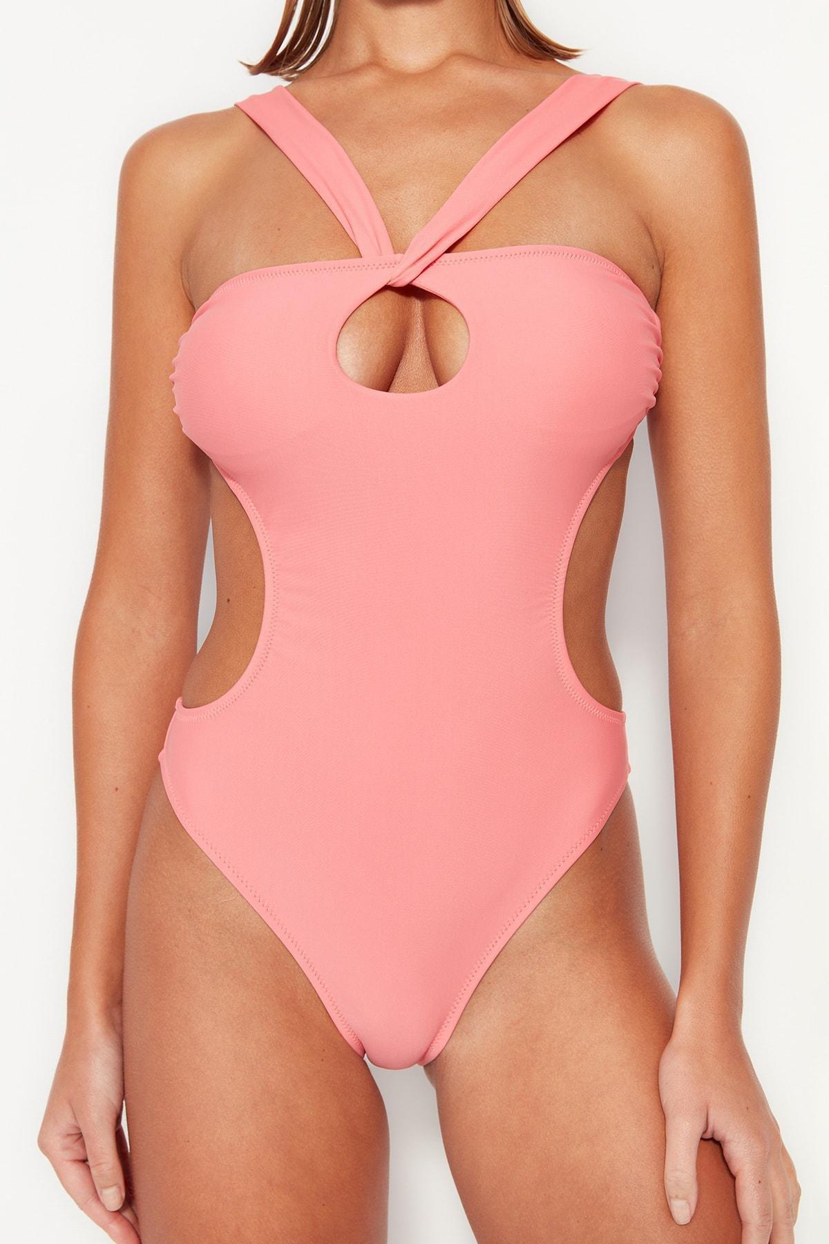 Trendyol - Pink Cut Out Detailed Swimsuit
