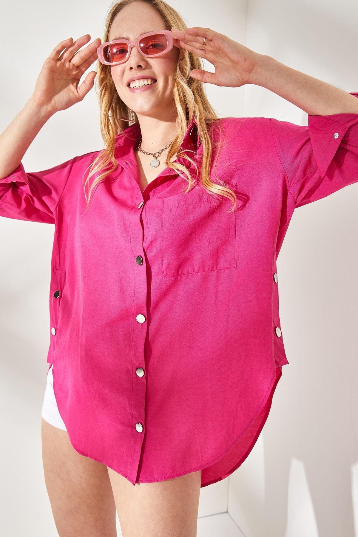 Pink Detailed Oversized Shirt, , large image number 3