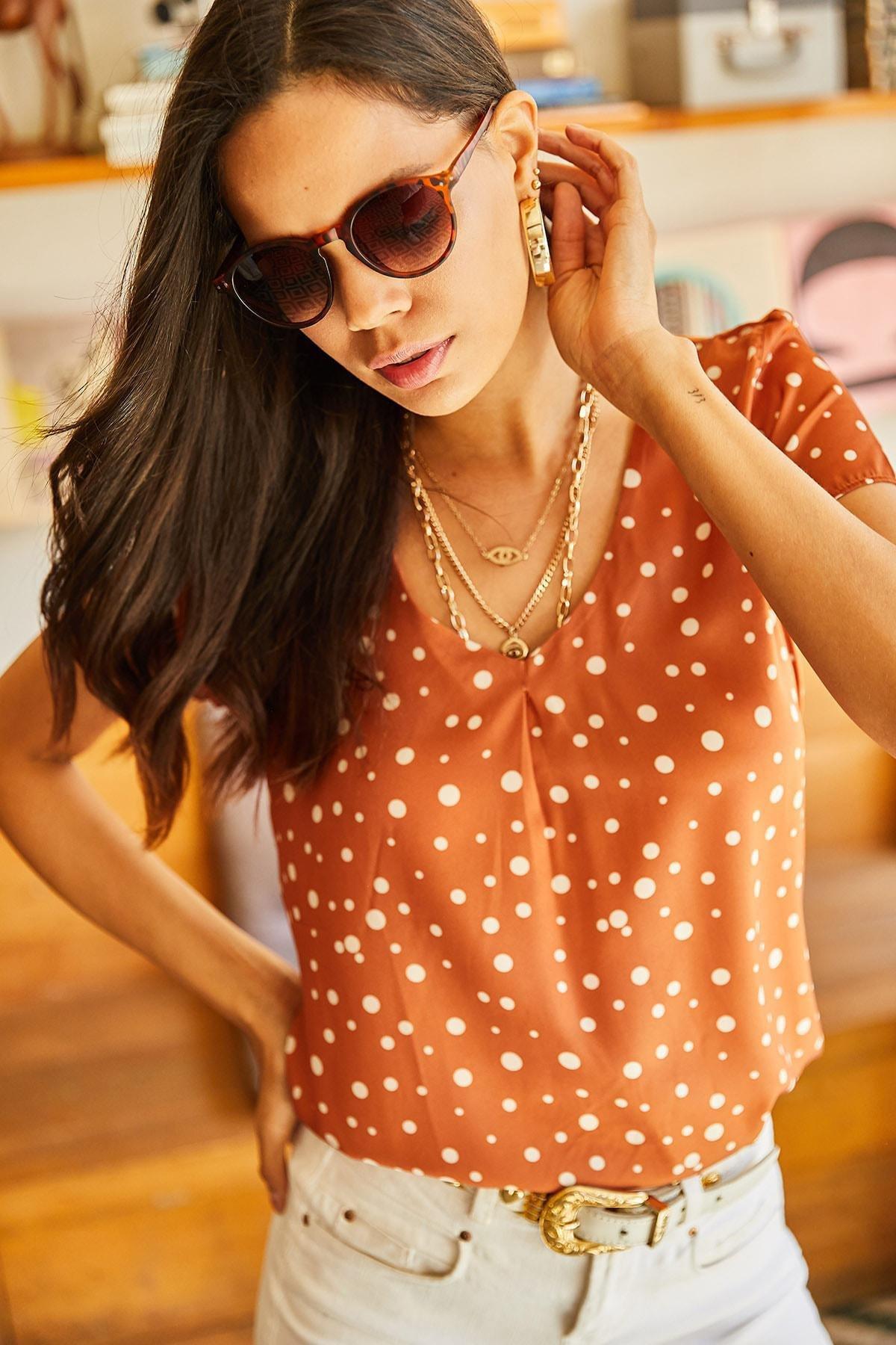 Orange Regular Blouse, C101_147, large image number 0