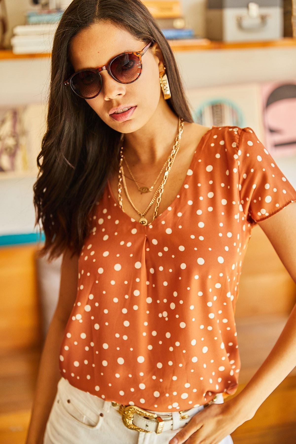 Orange Regular Blouse, C101_147, large image number 1