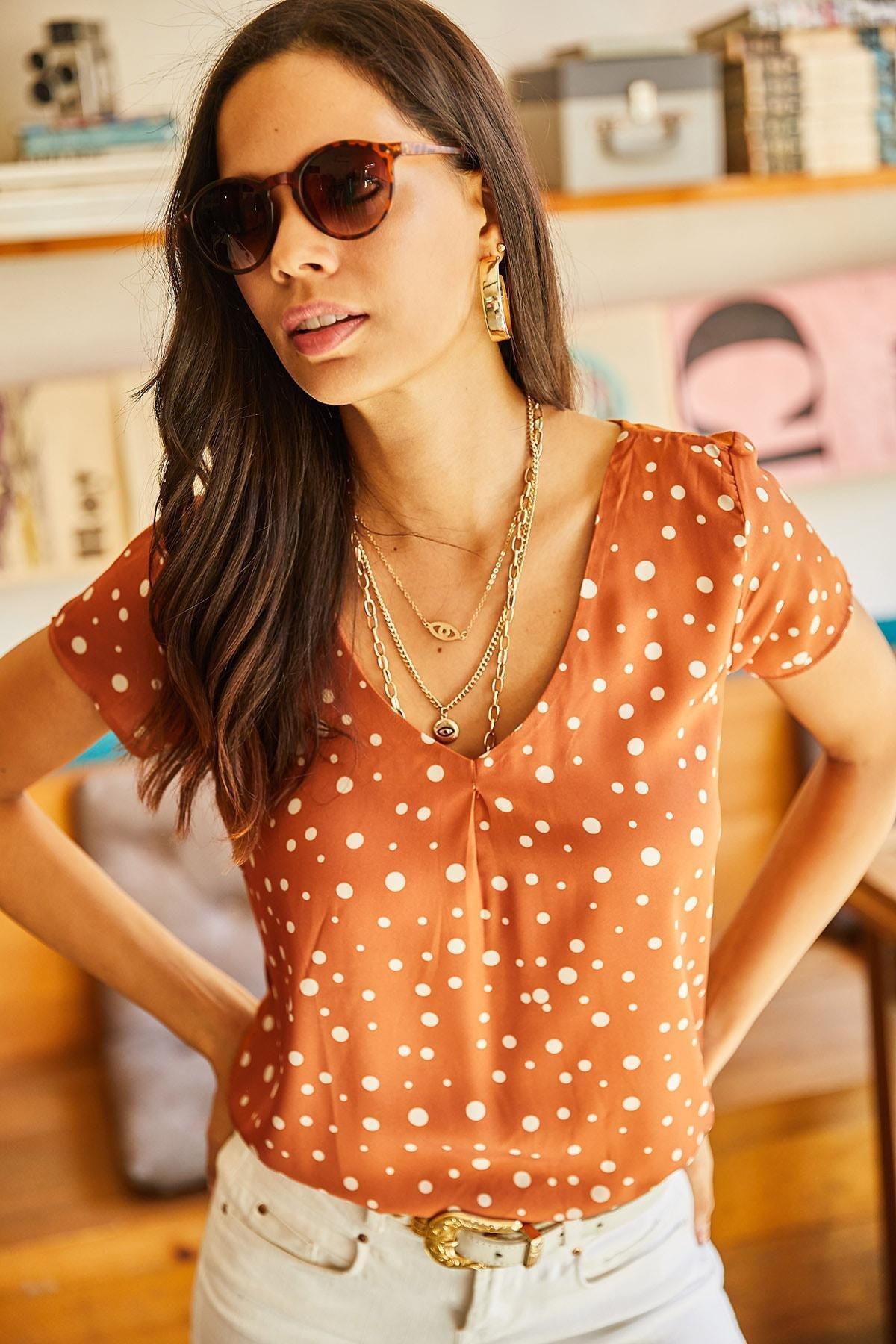 Orange Regular Blouse, C101_147, large image number 2