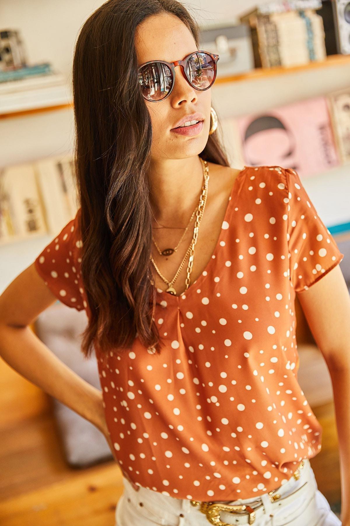 Orange Regular Blouse, C101_147, large image number 4