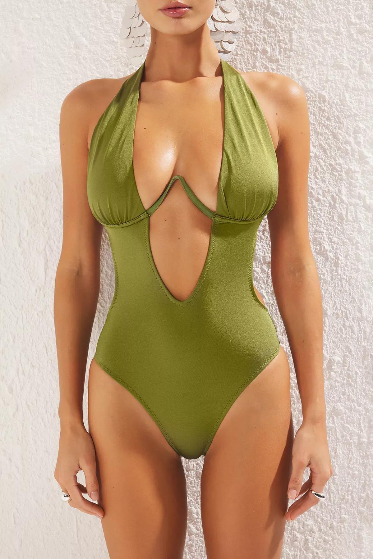 Khaki Balconette Brazilian Swimsuit, , large image number 2