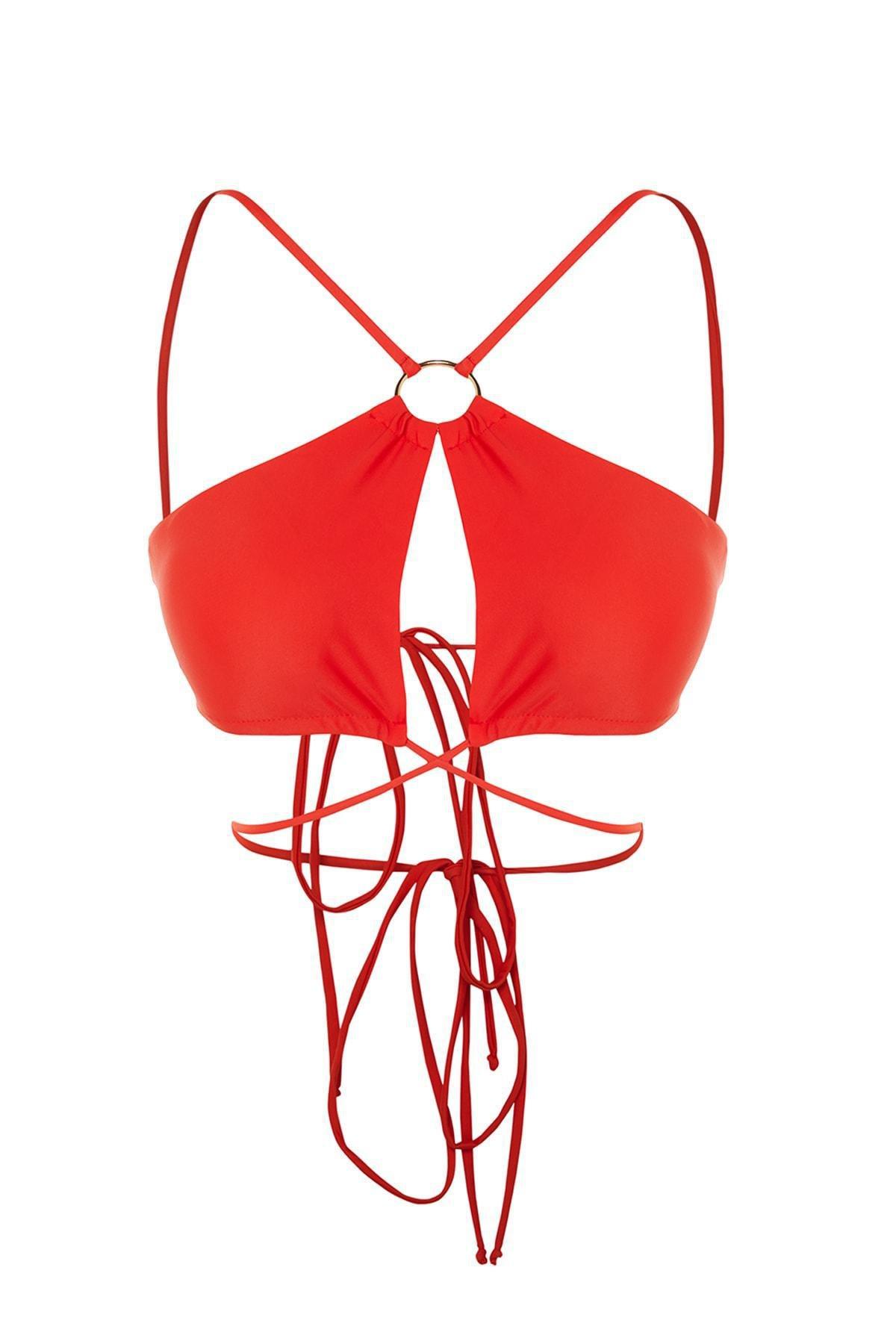 Red Plain Bikini Top, , large image number 5
