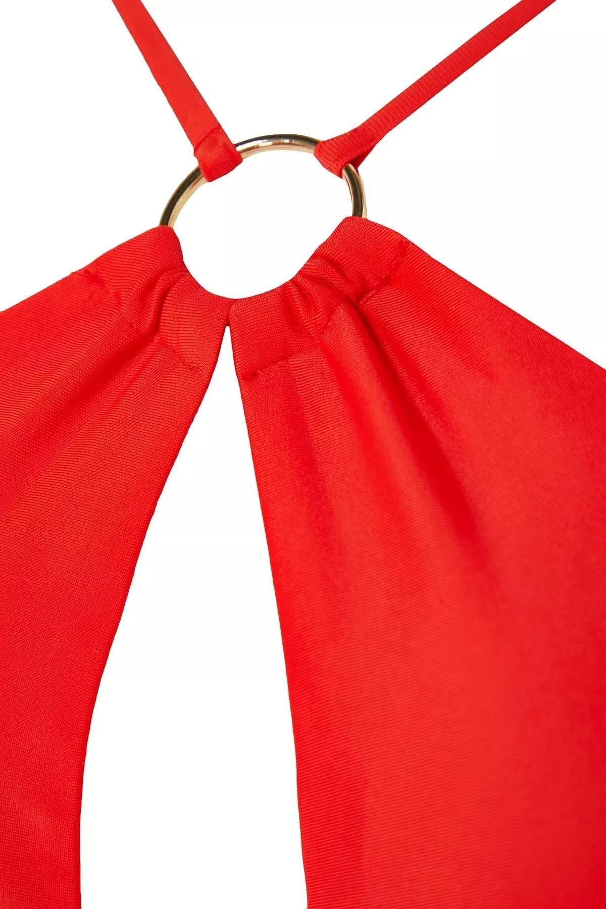 Red Plain Bikini Top, , large image number 6