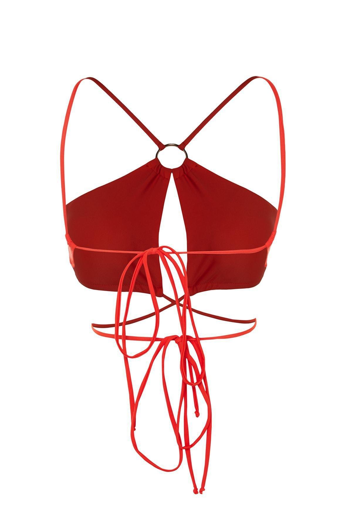 Trendyol - Red Plain Bikini Top