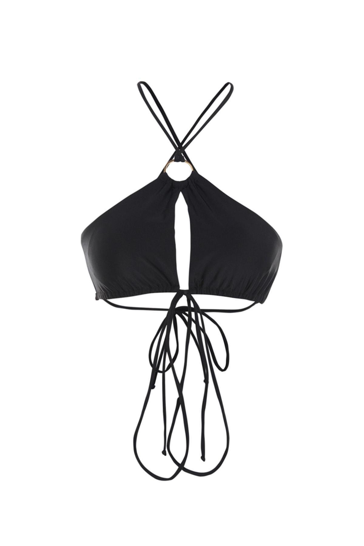 Black Plain Bikini Top, Black, large image number 5
