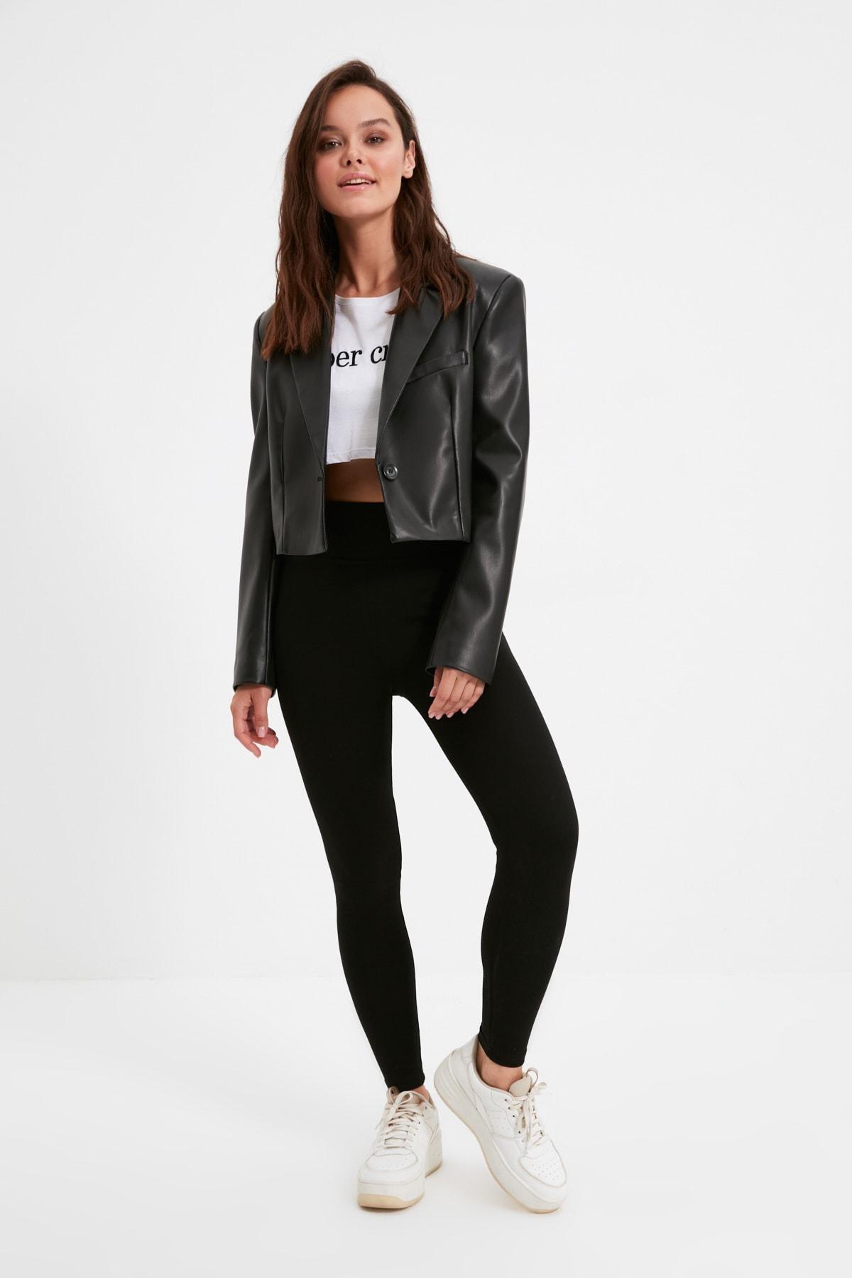 Black High Waist Leggings, , large image number 1
