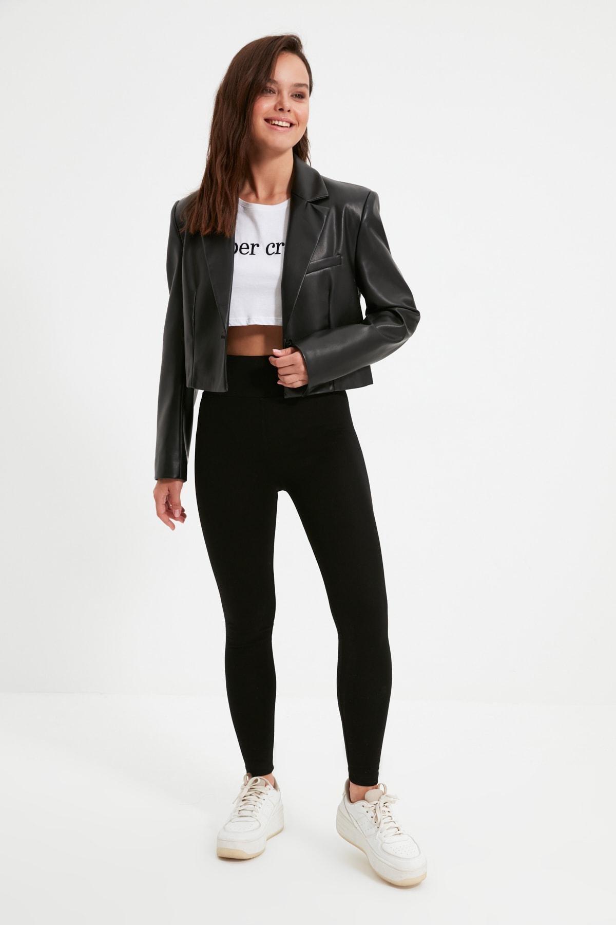 Black High Waist Leggings, , large image number 3