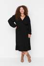 Trendyol - Black Wrapover Double-Breasted Plus Size Dress