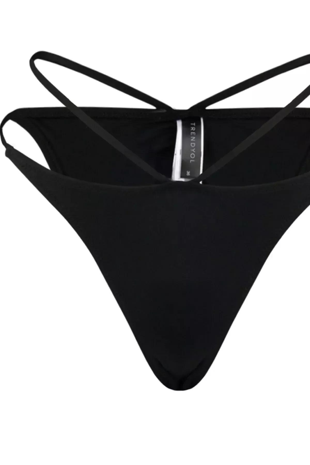 Black Low Waist Bikini Bottom, Black, large image number 5