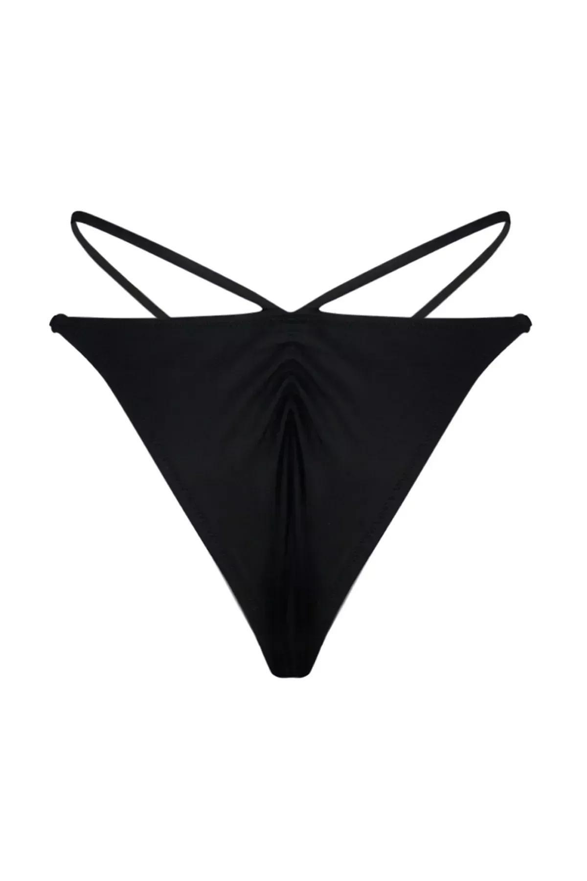 Black Low Waist Bikini Bottom, Black, large image number 6