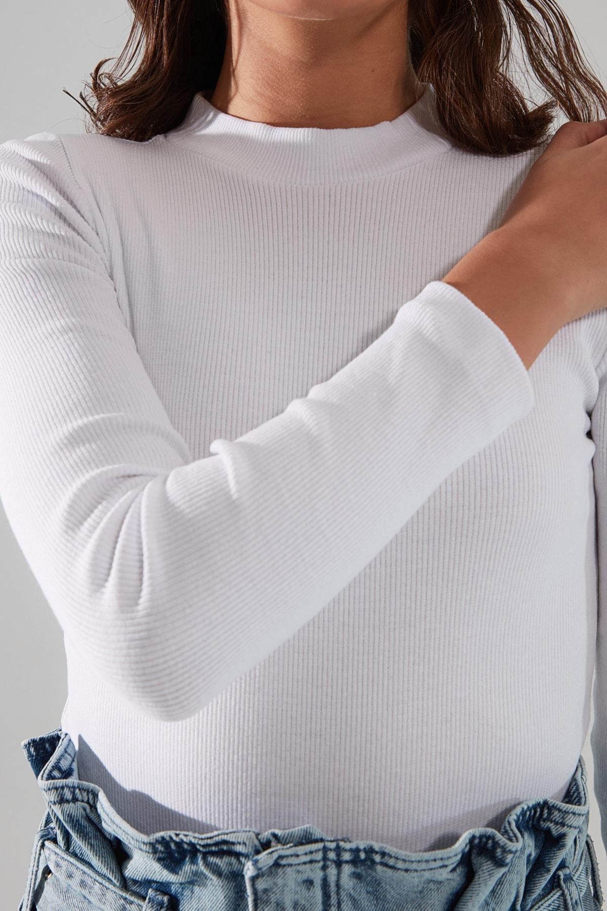 White Fitted Bodysuit, , large image number 3