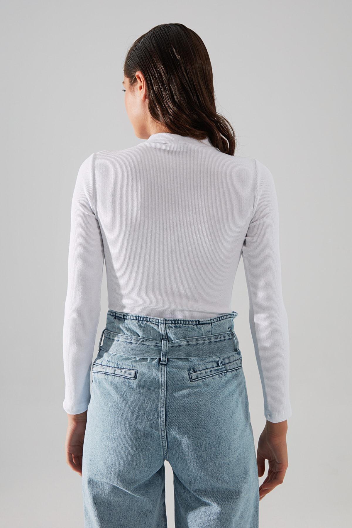 White Fitted Bodysuit, , large image number 4