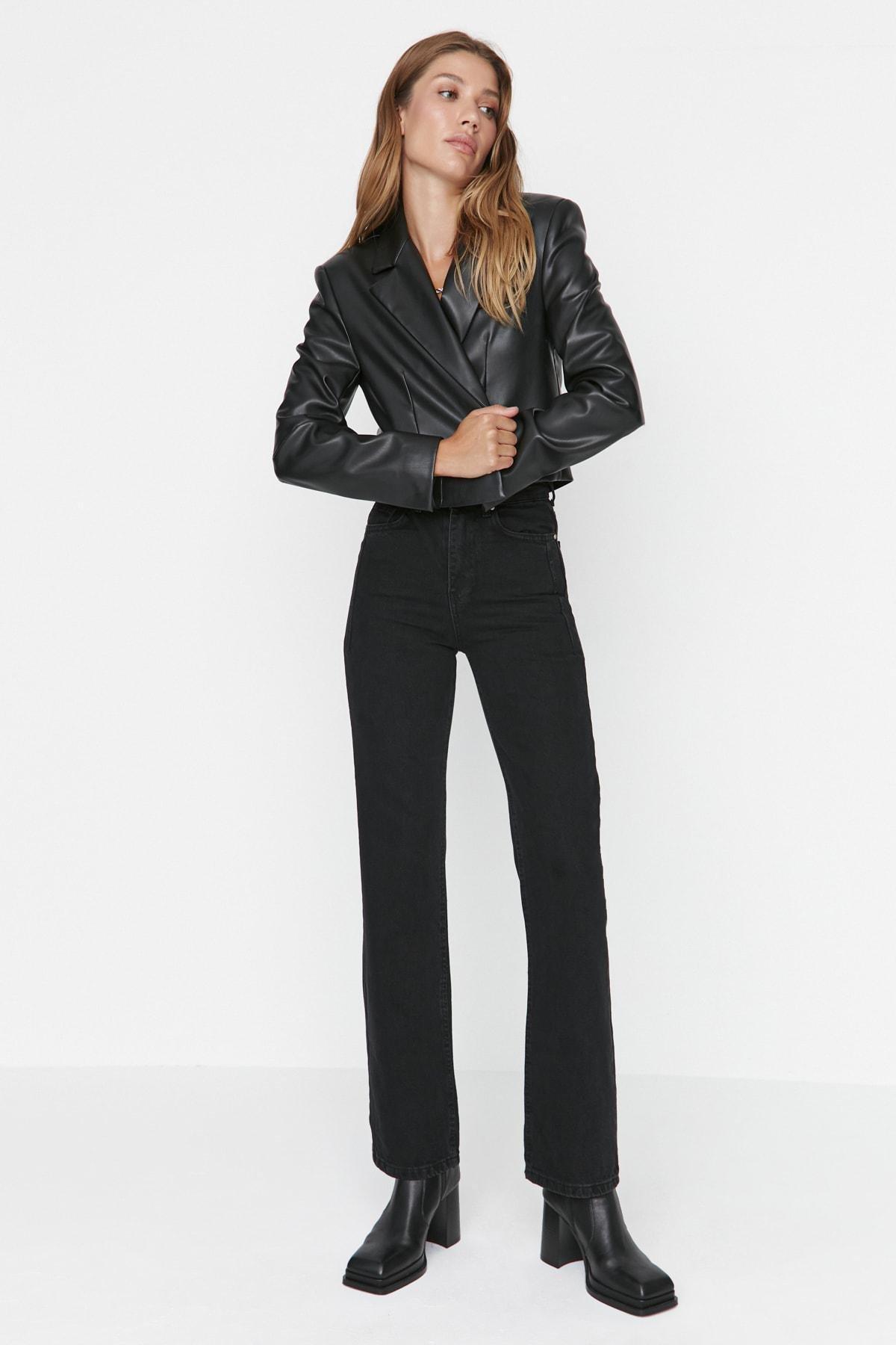 Black Wide Leg Jeans, , large image number 1