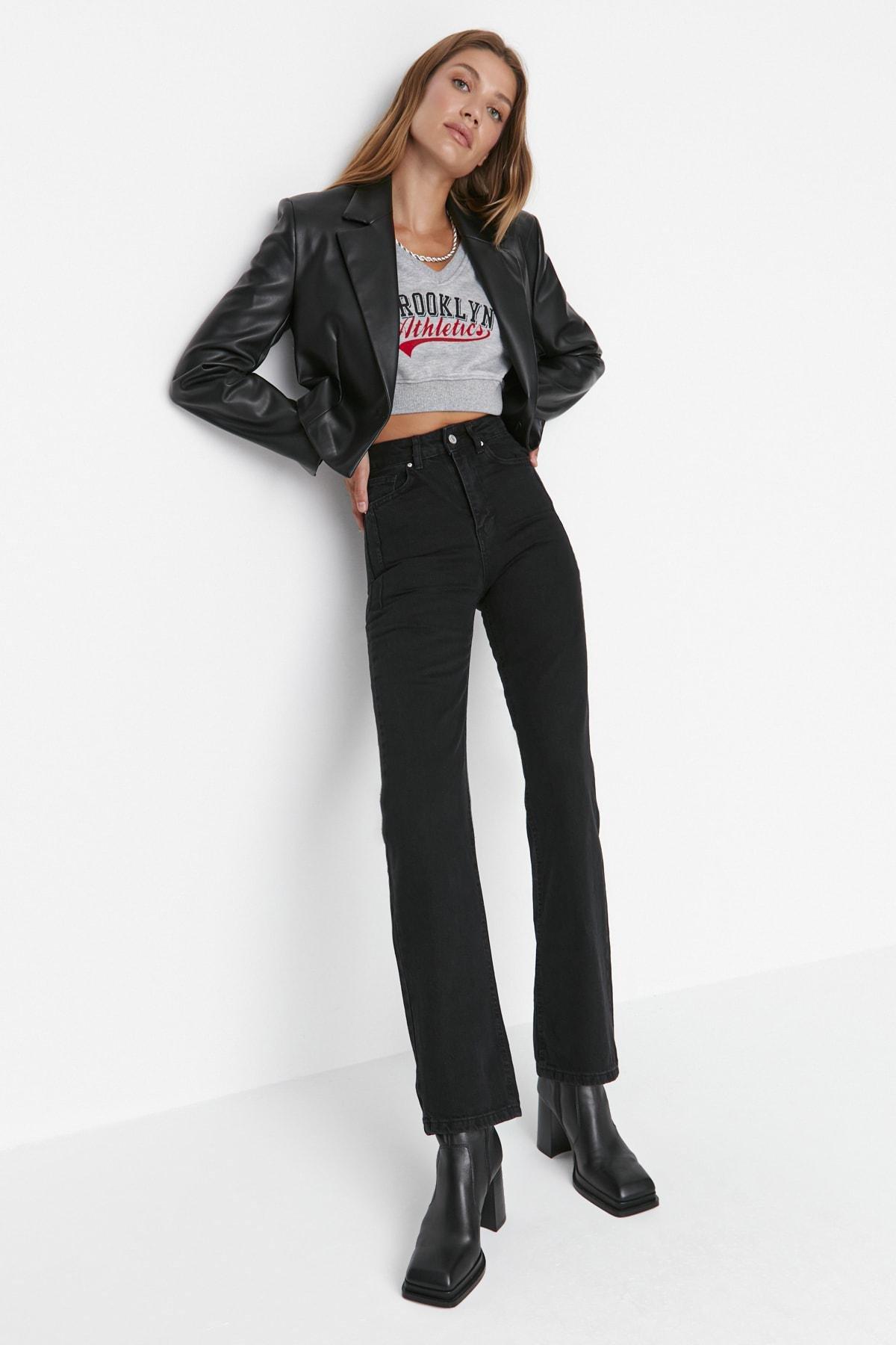 Black Wide Leg Jeans, , large image number 2