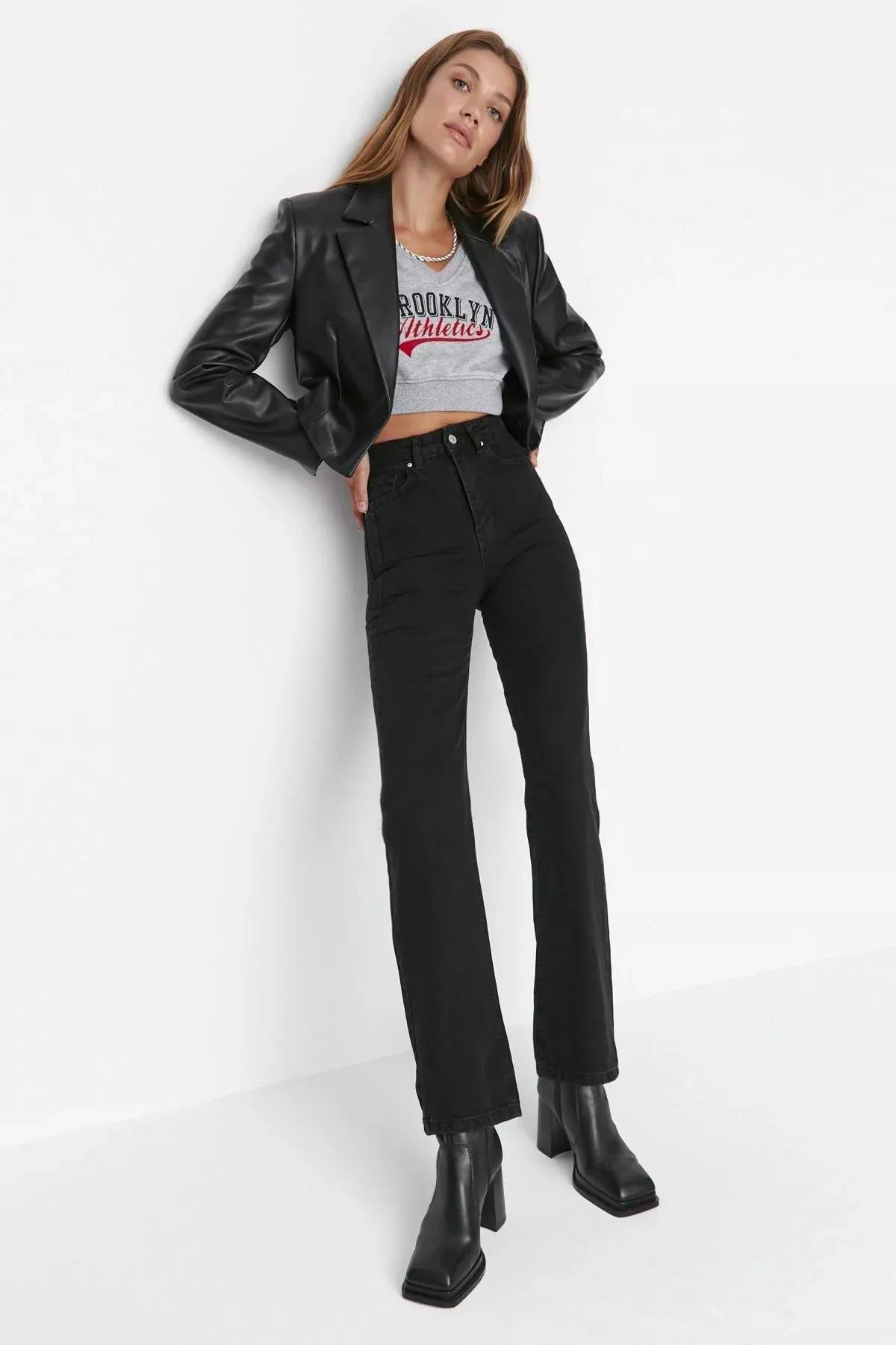 Black Wide Leg Jeans, , large image number 6