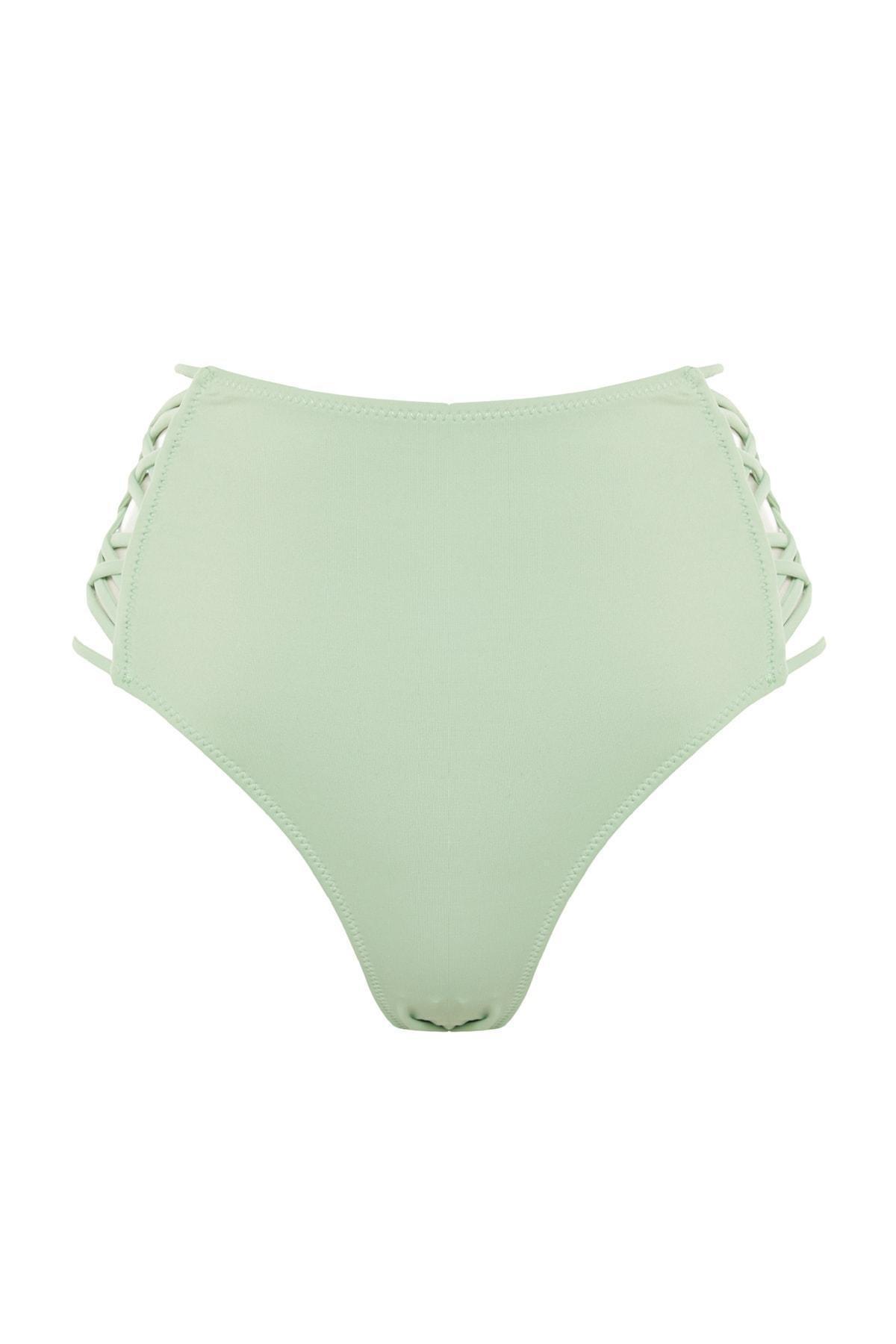 Trendyol - Green High Waist Bikini Bottom