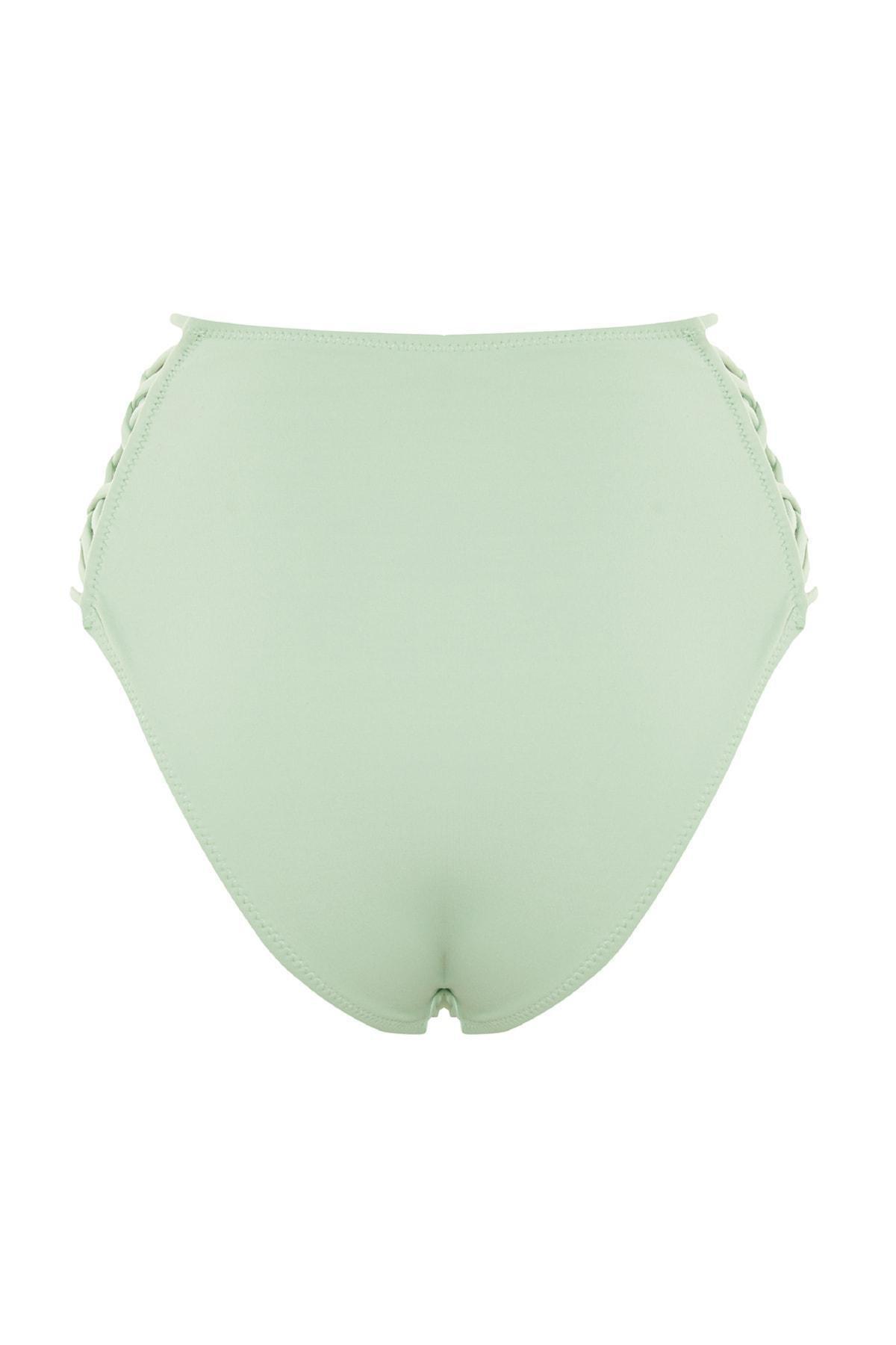 Trendyol - Green High Waist Bikini Bottom
