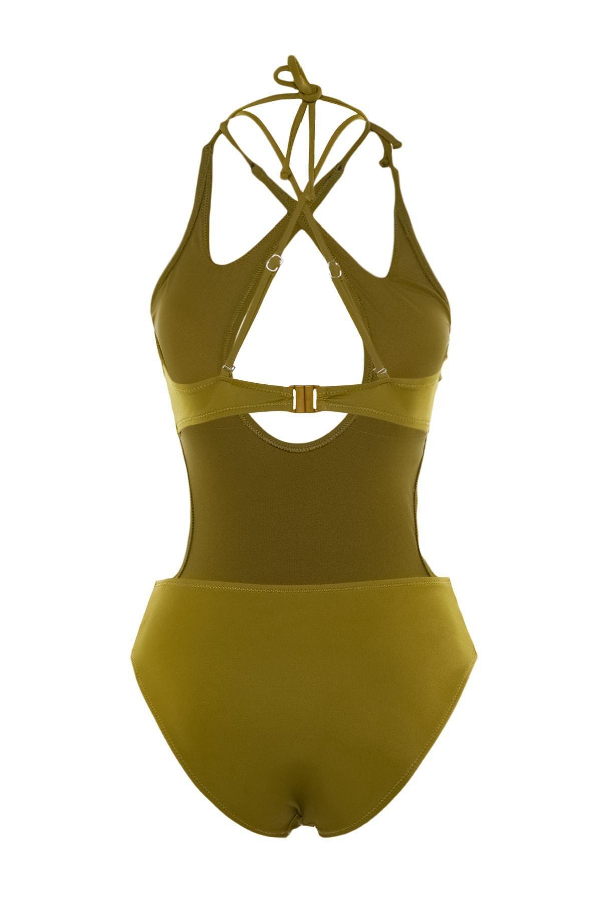 Green Cut Out Swimsuit, Green, large image number 8