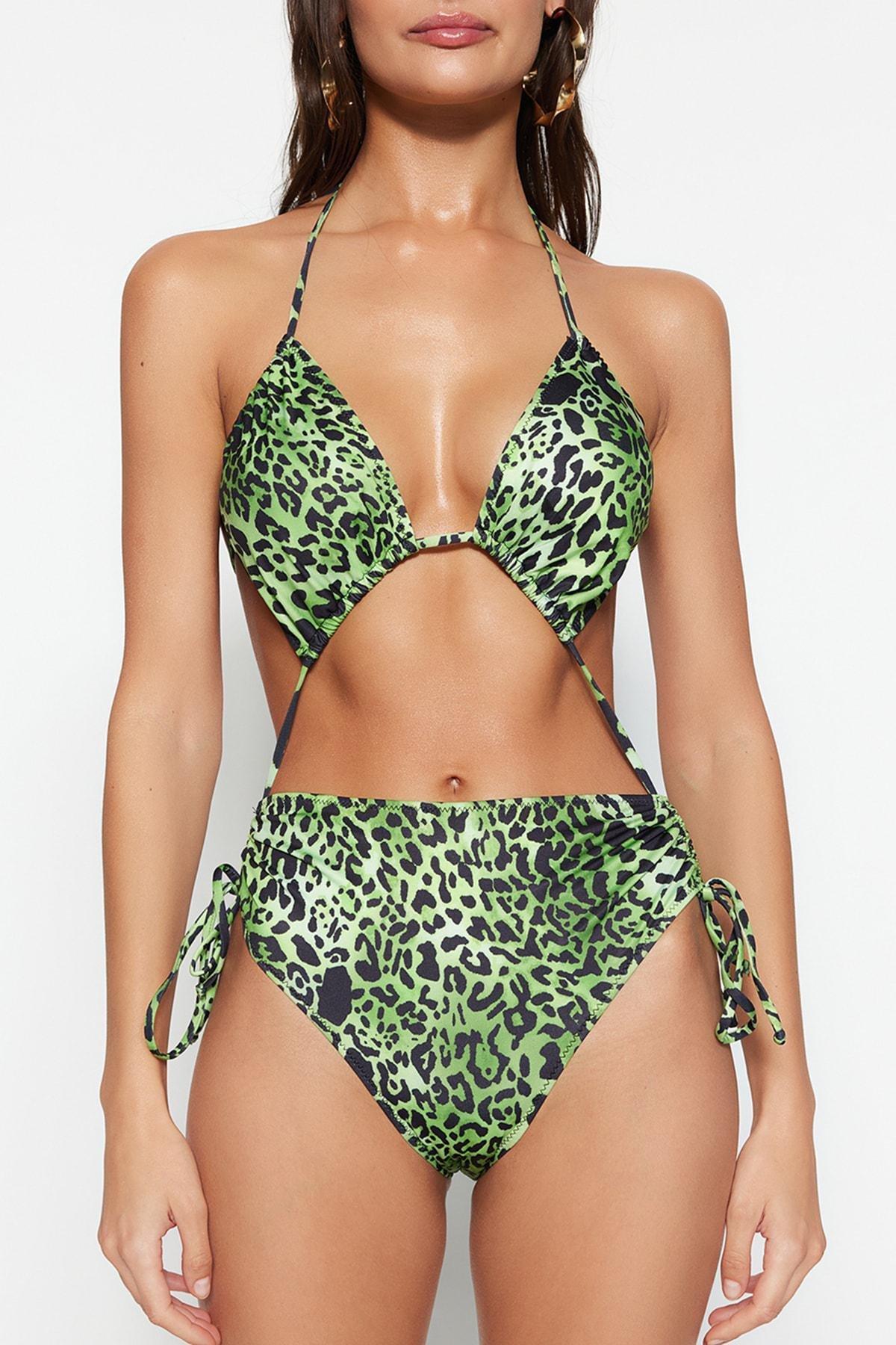 Trendyol - Multicolour Leopard Cut Out Swimsuit