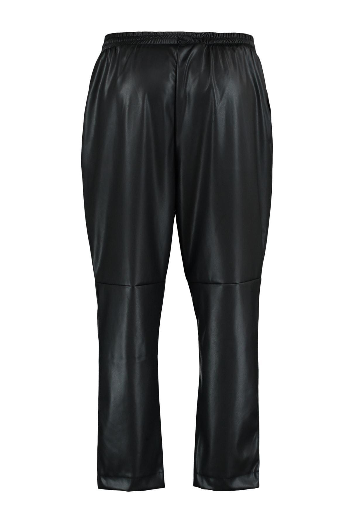 Black Straight Plus Size Pants, , large image number 5