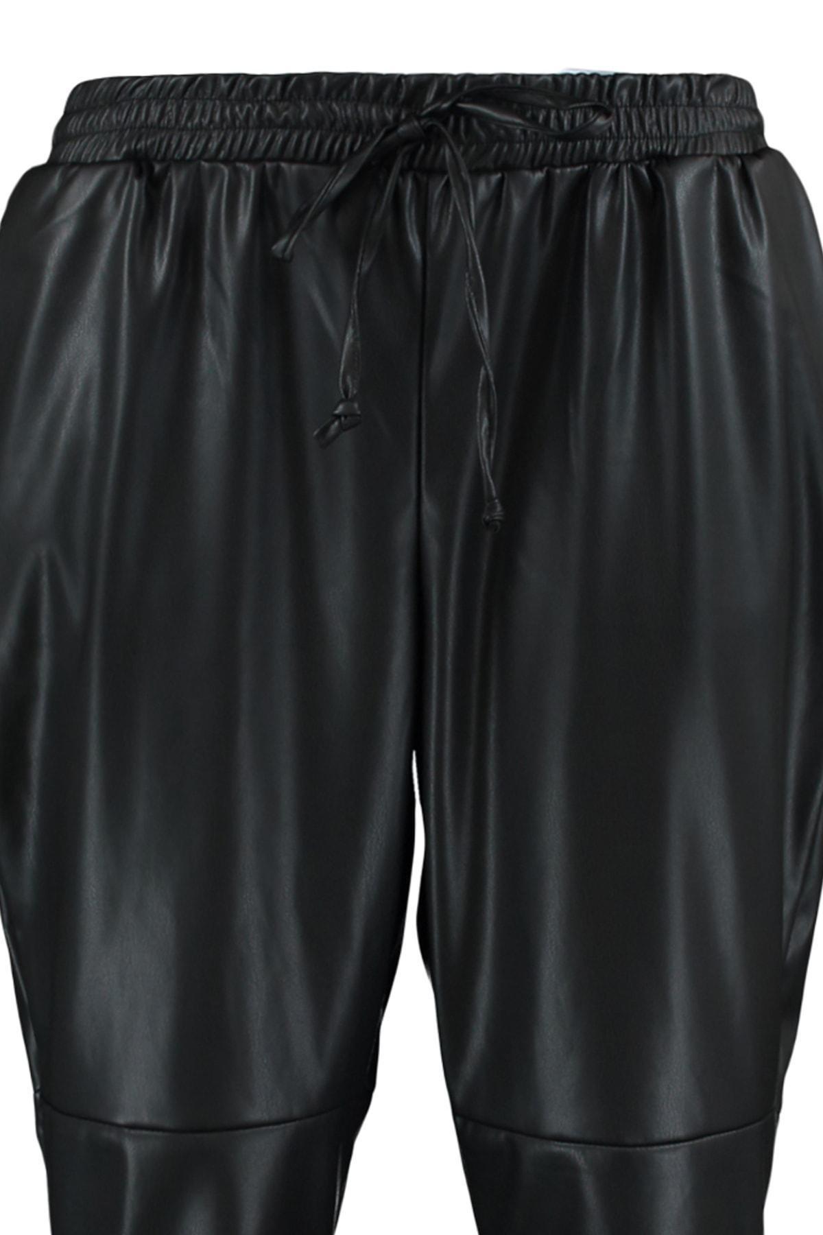 Black Straight Plus Size Pants, , large image number 7