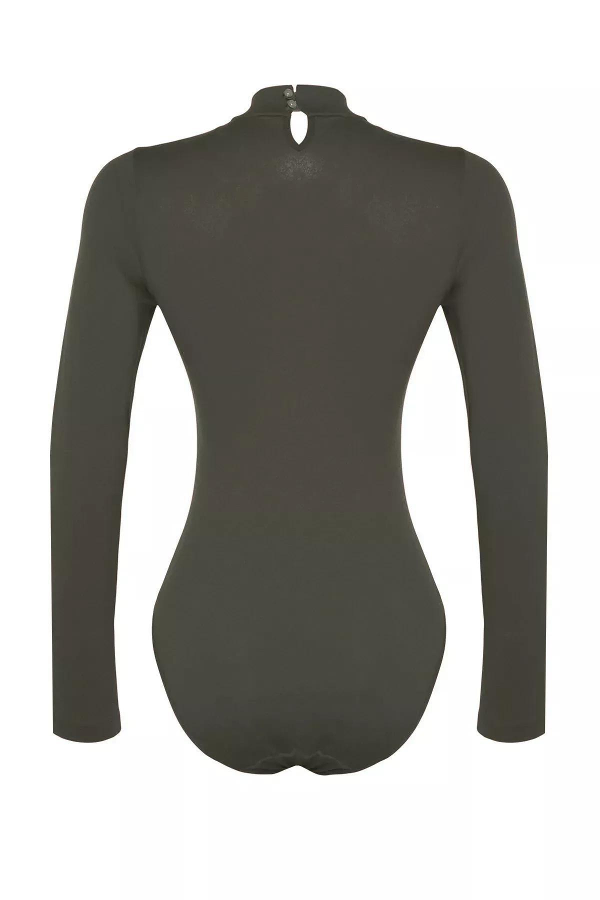 Burgundy Belted Woven Flowy Jumpsuit, Khaki, large image number 3