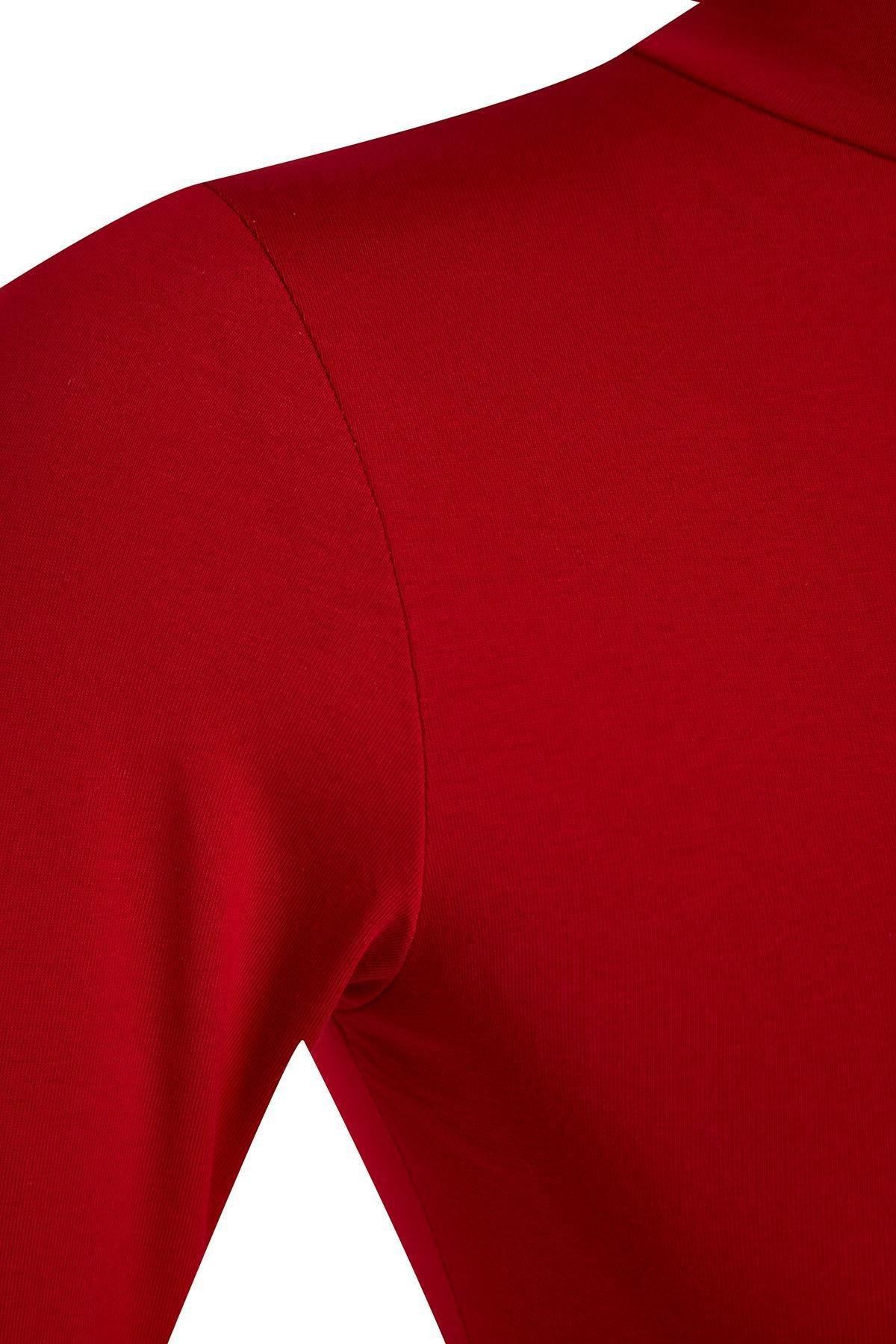 Red Turtleneck Long Sleeve Bodysuit, , large image number 6