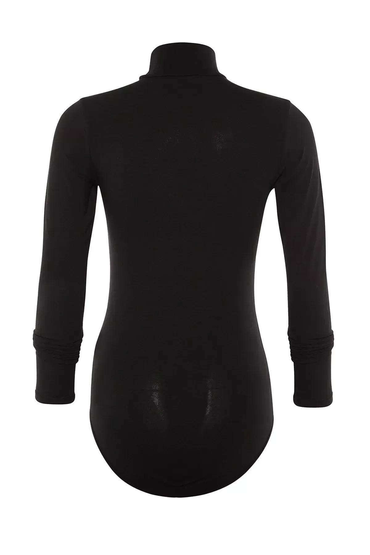 Black Women Turtleneck Bodysuit, Black, large image number 5