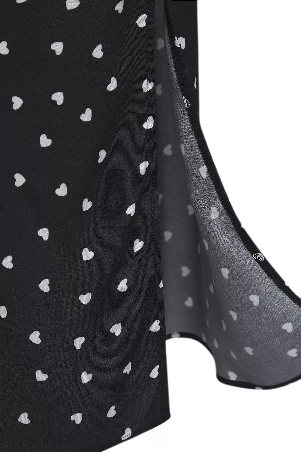 Black Heart Slit Midi Skirt, , large image number 5